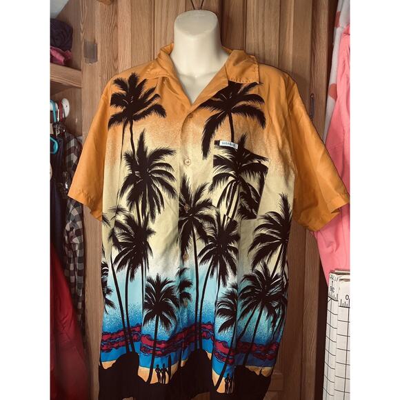 L Hawaiian Tropical Camp Shirt Aloha Vivid Colors Yellow High Seas Resort Wear - Picture 8 of 8